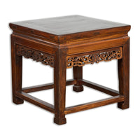 Small Square Low End Table with Carved Apron-YN3994-20. Asian & Chinese Furniture, Art, Antiques, Vintage Home Décor for sale at FEA Home