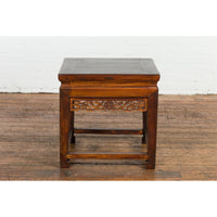 Small Square Low End Table with Carved Apron-YN3994-2. Asian & Chinese Furniture, Art, Antiques, Vintage Home Décor for sale at FEA Home