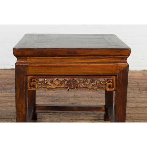 Small Square Low End Table with Carved Apron-YN3994-5. Asian & Chinese Furniture, Art, Antiques, Vintage Home Décor for sale at FEA Home