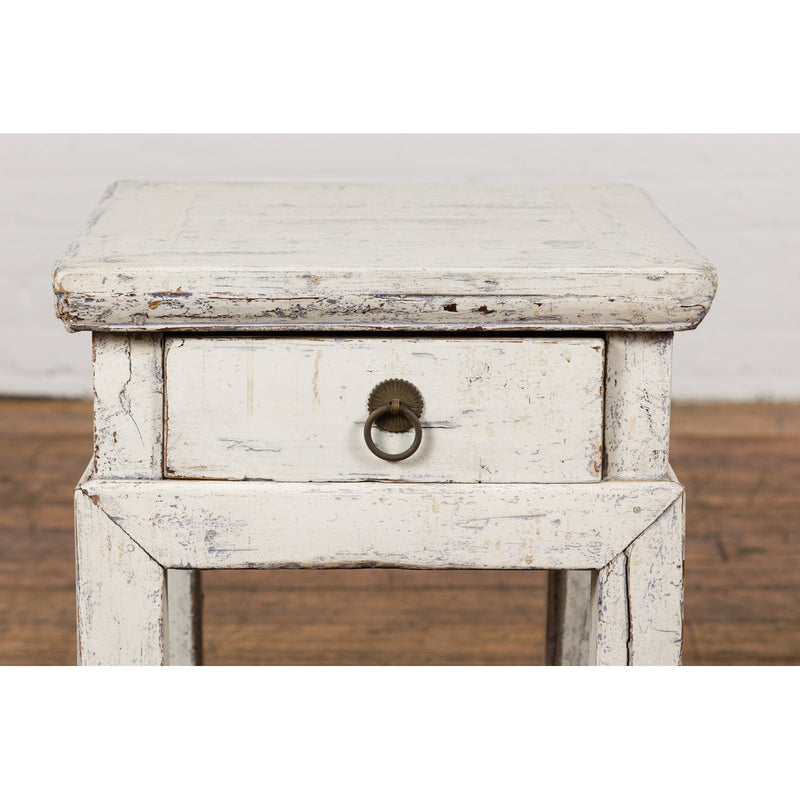 Vintage Chinese Side Table with Whitewash Finish and Horse Hoof Legs-10. Asian & Chinese Furniture, Art, Antiques, Vintage Home Décor for sale at FEA Home