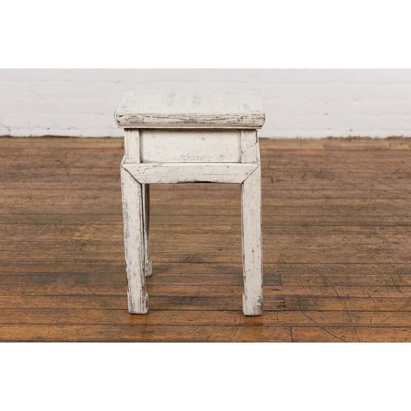Vintage Chinese Side Table with Whitewash Finish and Horse Hoof Legs-16. Asian & Chinese Furniture, Art, Antiques, Vintage Home Décor for sale at FEA Home