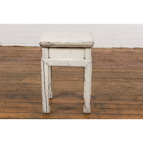 Vintage Chinese Side Table with Whitewash Finish and Horse Hoof Legs-17. Asian & Chinese Furniture, Art, Antiques, Vintage Home Décor for sale at FEA Home