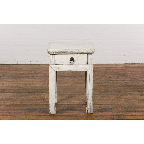 Vintage Chinese Side Table with Whitewash Finish and Horse Hoof Legs-2. Asian & Chinese Furniture, Art, Antiques, Vintage Home Décor for sale at FEA Home