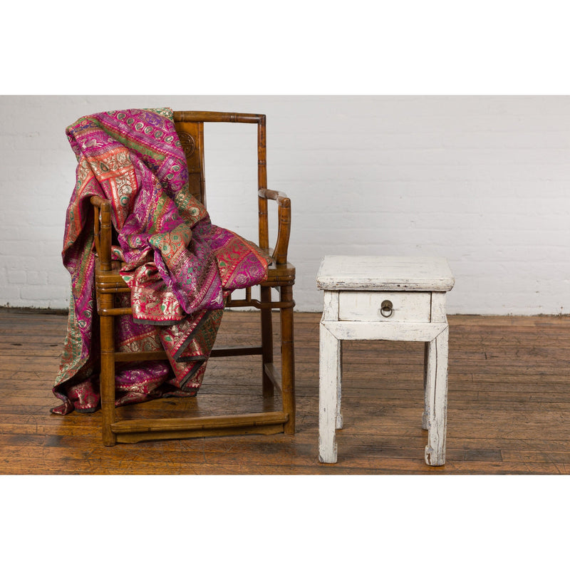 Vintage Chinese Side Table with Whitewash Finish and Horse Hoof Legs-3. Asian & Chinese Furniture, Art, Antiques, Vintage Home Décor for sale at FEA Home