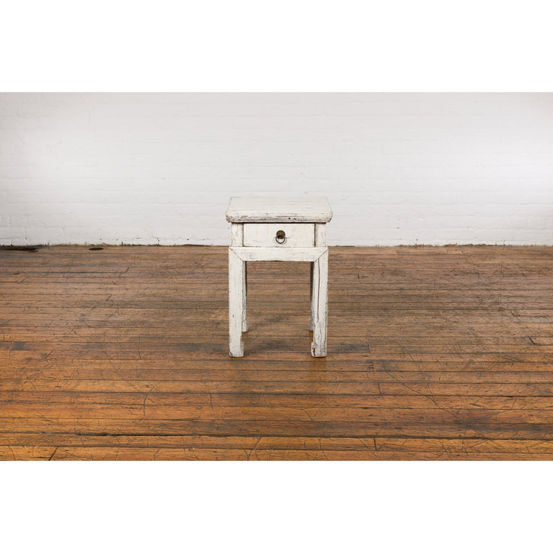 Vintage Chinese Side Table with Whitewash Finish and Horse Hoof Legs-8. Asian & Chinese Furniture, Art, Antiques, Vintage Home Décor for sale at FEA Home