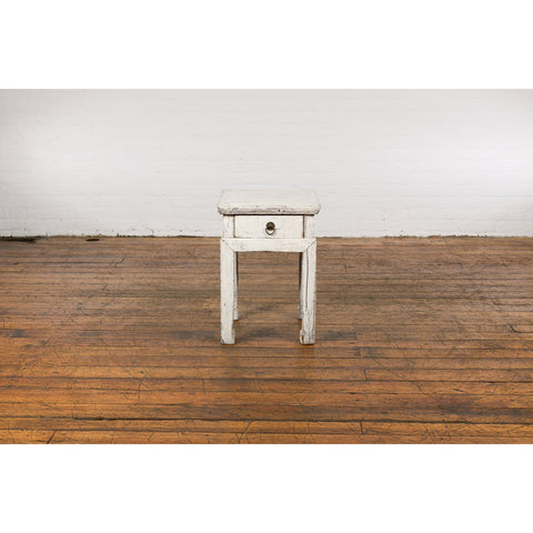 Vintage Chinese Side Table with Whitewash Finish and Horse Hoof Legs-8. Asian & Chinese Furniture, Art, Antiques, Vintage Home Décor for sale at FEA Home