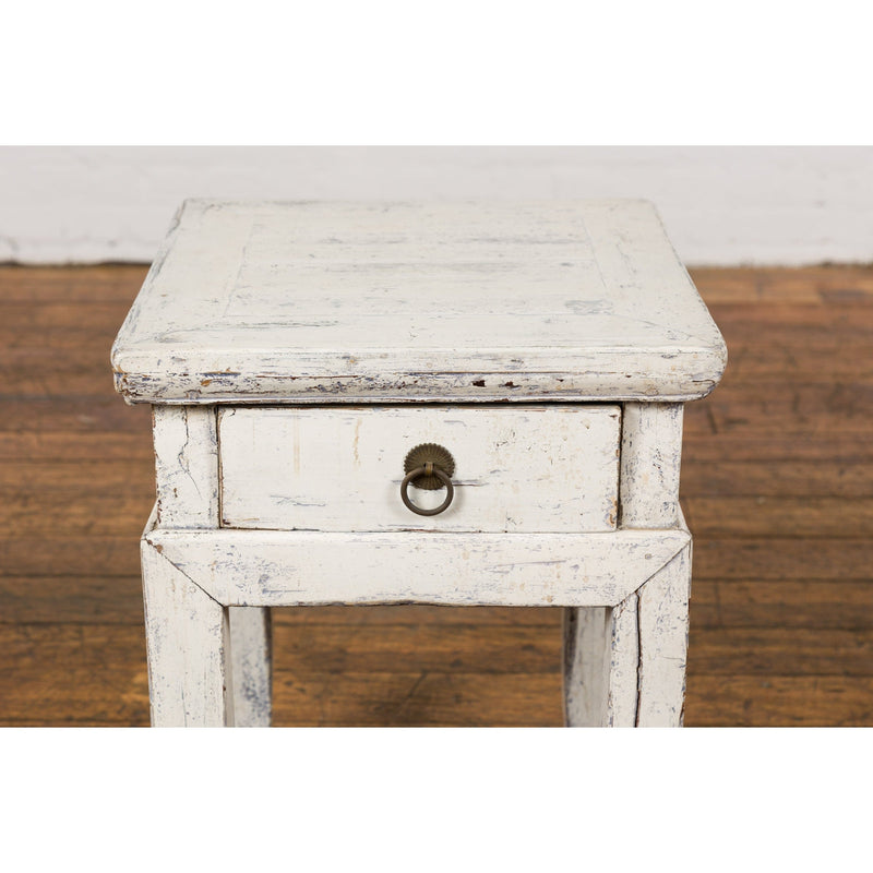 Vintage Chinese Side Table with Whitewash Finish and Horse Hoof Legs-9. Asian & Chinese Furniture, Art, Antiques, Vintage Home Décor for sale at FEA Home