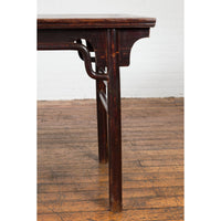 Chinese 19th Century Qing Dynasty Altar Console Table with Distressed Lacquer
