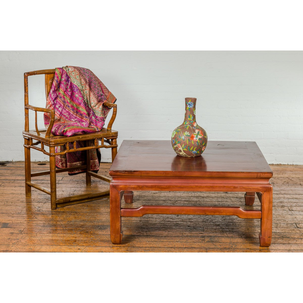 Square Coffee Table with Humpback Stretcher and Horse Hoof Legs-2. Asian & Chinese Furniture, Art, Antiques, Vintage Home Décor for sale at FEA Home