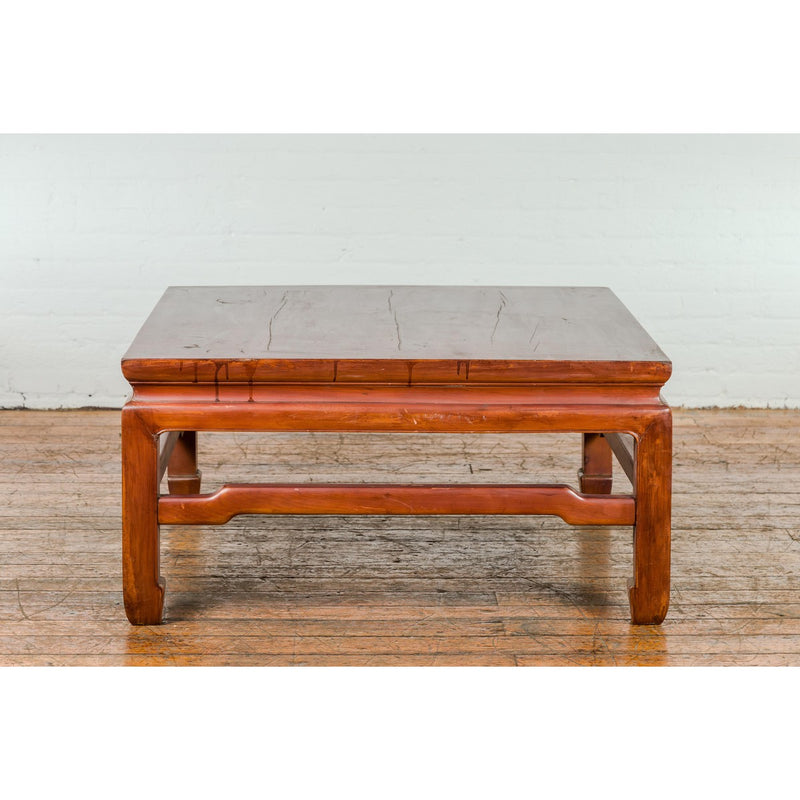Square Coffee Table with Humpback Stretcher and Horse Hoof Legs-YN4070-5. Asian & Chinese Furniture, Art, Antiques, Vintage Home Décor for sale at FEA Home