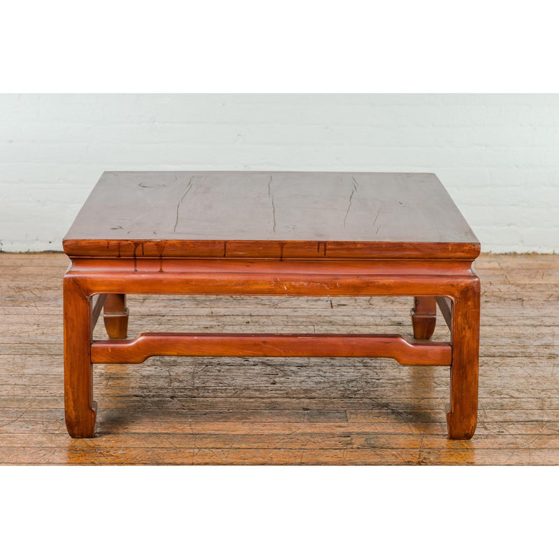 Square Coffee Table with Humpback Stretcher and Horse Hoof Legs-YN4070-6. Asian & Chinese Furniture, Art, Antiques, Vintage Home Décor for sale at FEA Home