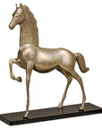 Vintage Silver over Brass Walking Horse Statuette on Ebonized Oak Base-1. Asian & Chinese Furniture, Art, Antiques, Vintage Home Décor for sale at FEA Home