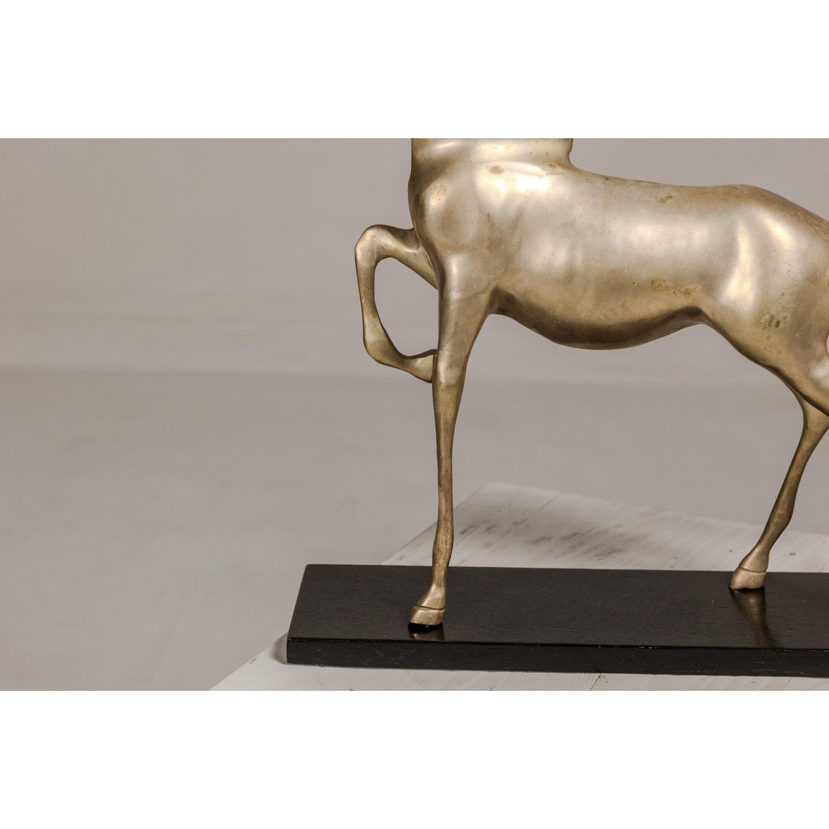 Vintage Silver over Brass Walking Horse Statuette on Ebonized Oak Base-6. Asian &amp; Chinese Furniture, Art, Antiques, Vintage Home Décor for sale at FEA Home