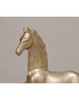 Vintage Silver over Brass Walking Horse Statuette on Ebonized Oak Base-9. Asian & Chinese Furniture, Art, Antiques, Vintage Home Décor for sale at FEA Home