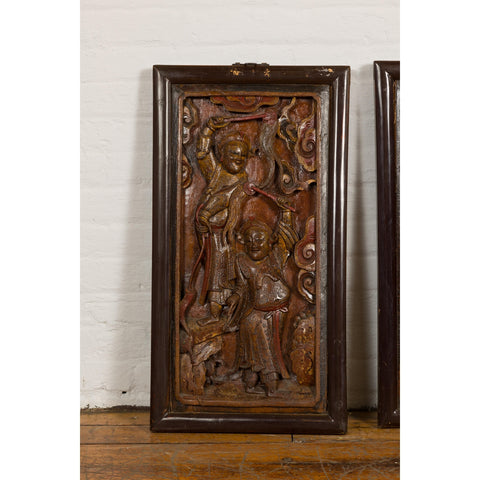 Hand-Carved Antique Wall Panels with Puppet Design-YN4161-4. Asian & Chinese Furniture, Art, Antiques, Vintage Home Décor for sale at FEA Home