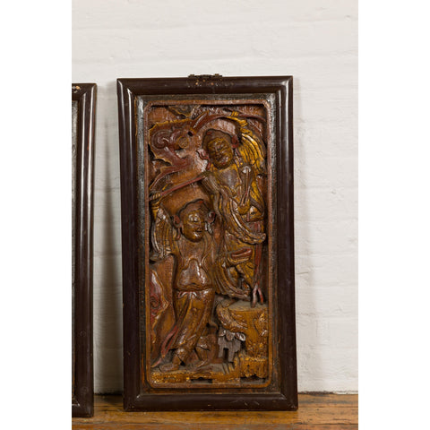 Hand-Carved Antique Wall Panels with Puppet Design-YN4161-5. Asian & Chinese Furniture, Art, Antiques, Vintage Home Décor for sale at FEA Home