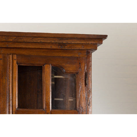 Javanese Dutch Colonial Two Part Display Corner Cabinet with Glass Doors-8. Asian & Chinese Furniture, Art, Antiques, Vintage Home Décor for sale at FEA Home