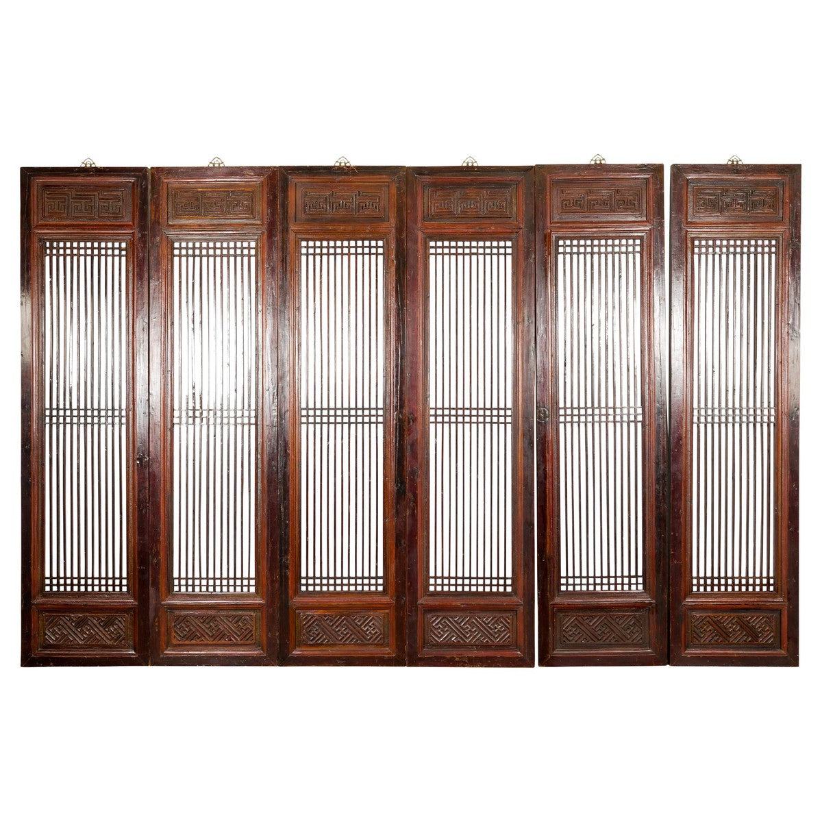 Qing Dynasty Six-Panel Lacquered Screen with Carved Meander Motifs-1. Asian & Chinese Furniture, Art, Antiques, Vintage Home Décor for sale at FEA Home
