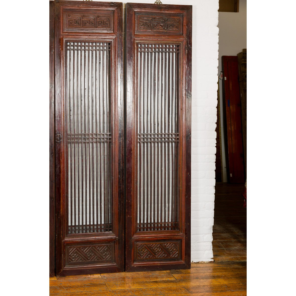 Qing Dynasty Six-Panel Lacquered Screen with Carved Meander Motifs-10. Asian &amp; Chinese Furniture, Art, Antiques, Vintage Home Décor for sale at FEA Home