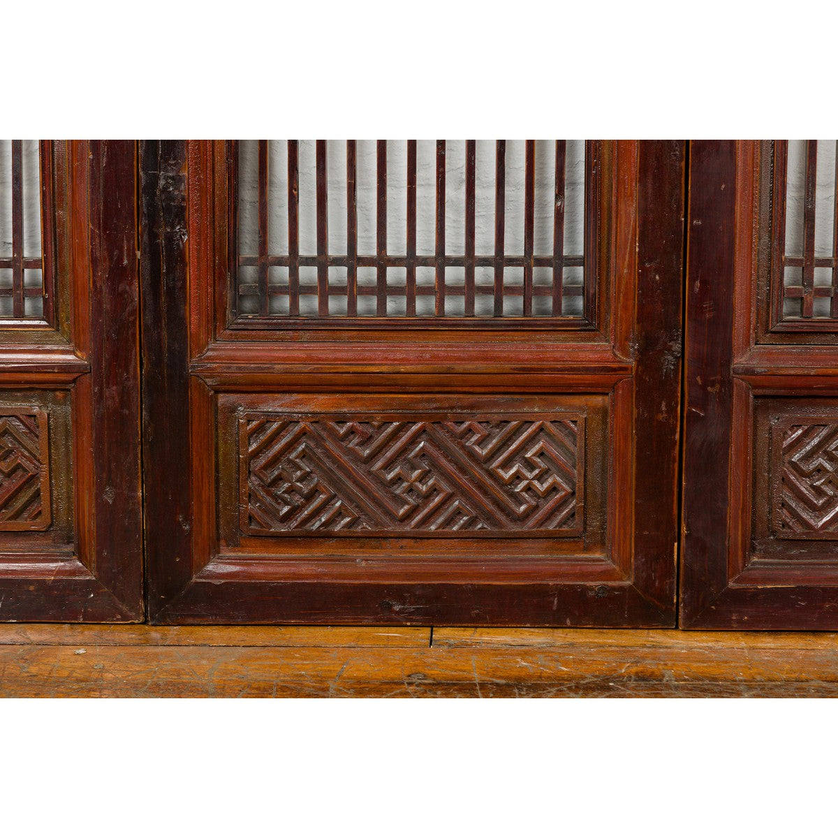 Qing Dynasty Six-Panel Lacquered Screen with Carved Meander Motifs-11. Asian &amp; Chinese Furniture, Art, Antiques, Vintage Home Décor for sale at FEA Home