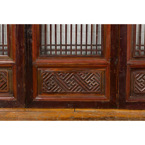 Qing Dynasty Six-Panel Lacquered Screen with Carved Meander Motifs-YN4990-11. Asian & Chinese Furniture, Art, Antiques, Vintage Home Décor for sale at FEA Home