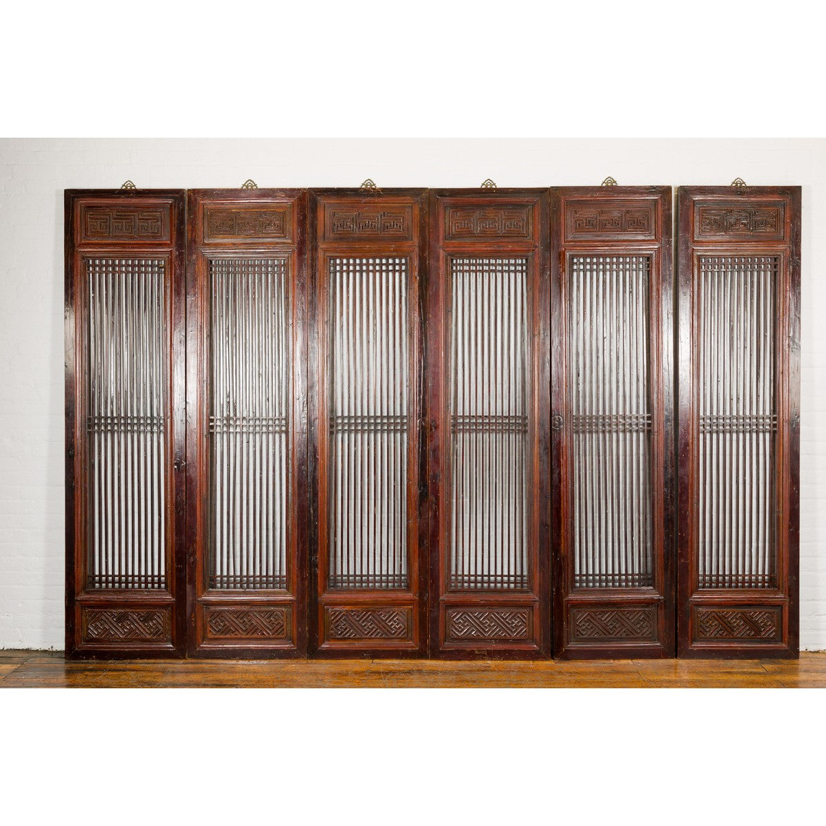 Qing Dynasty Six-Panel Lacquered Screen with Carved Meander Motifs-2. Asian & Chinese Furniture, Art, Antiques, Vintage Home Décor for sale at FEA Home