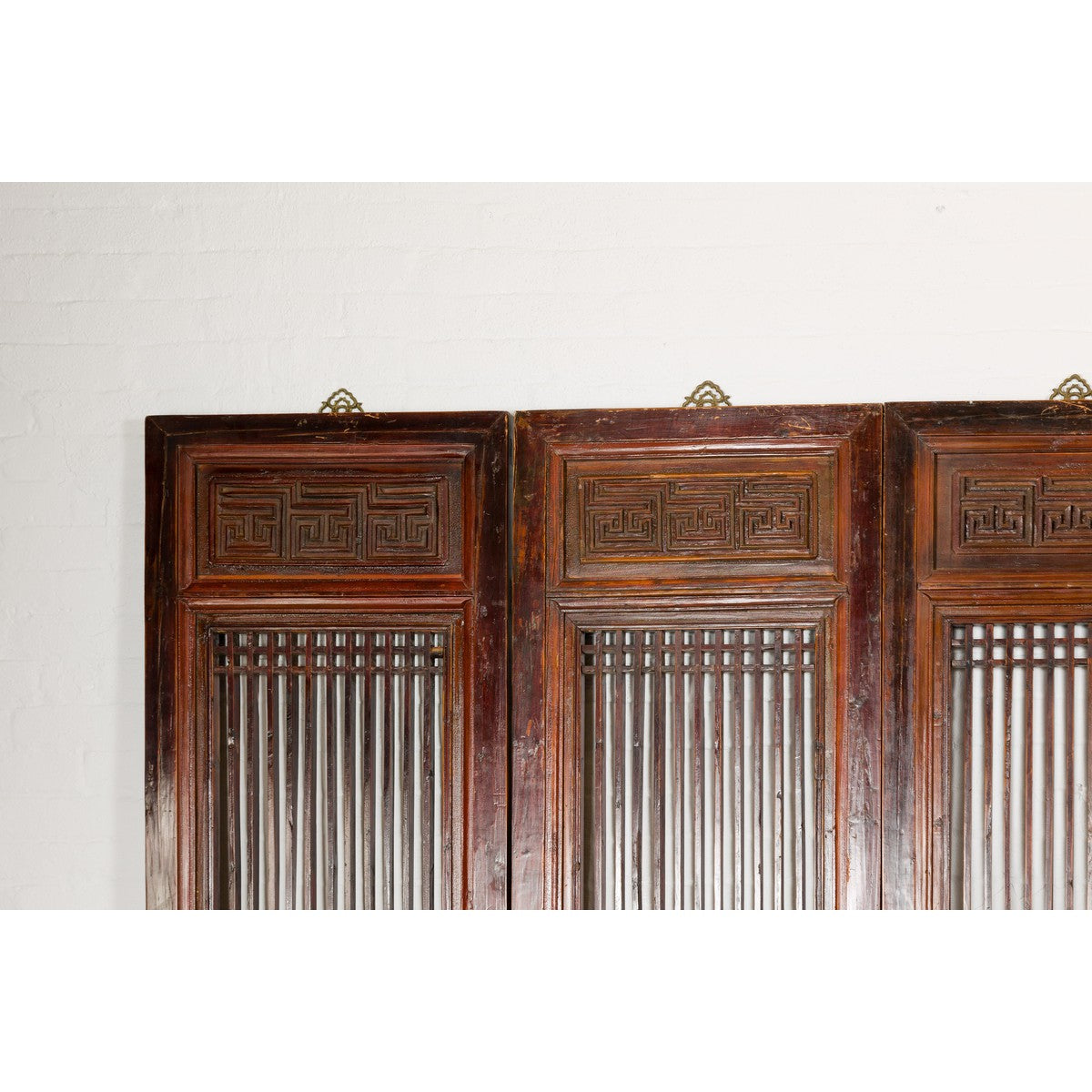 Qing Dynasty Six-Panel Lacquered Screen with Carved Meander Motifs-3. Asian &amp; Chinese Furniture, Art, Antiques, Vintage Home Décor for sale at FEA Home