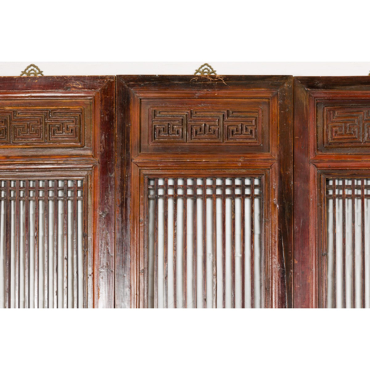 Qing Dynasty Six-Panel Lacquered Screen with Carved Meander Motifs-4. Asian &amp; Chinese Furniture, Art, Antiques, Vintage Home Décor for sale at FEA Home
