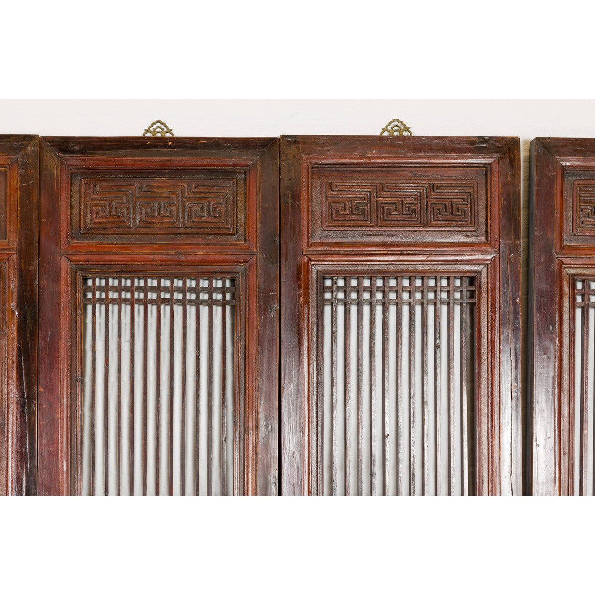 Qing Dynasty Six-Panel Lacquered Screen with Carved Meander Motifs-5. Asian &amp; Chinese Furniture, Art, Antiques, Vintage Home Décor for sale at FEA Home