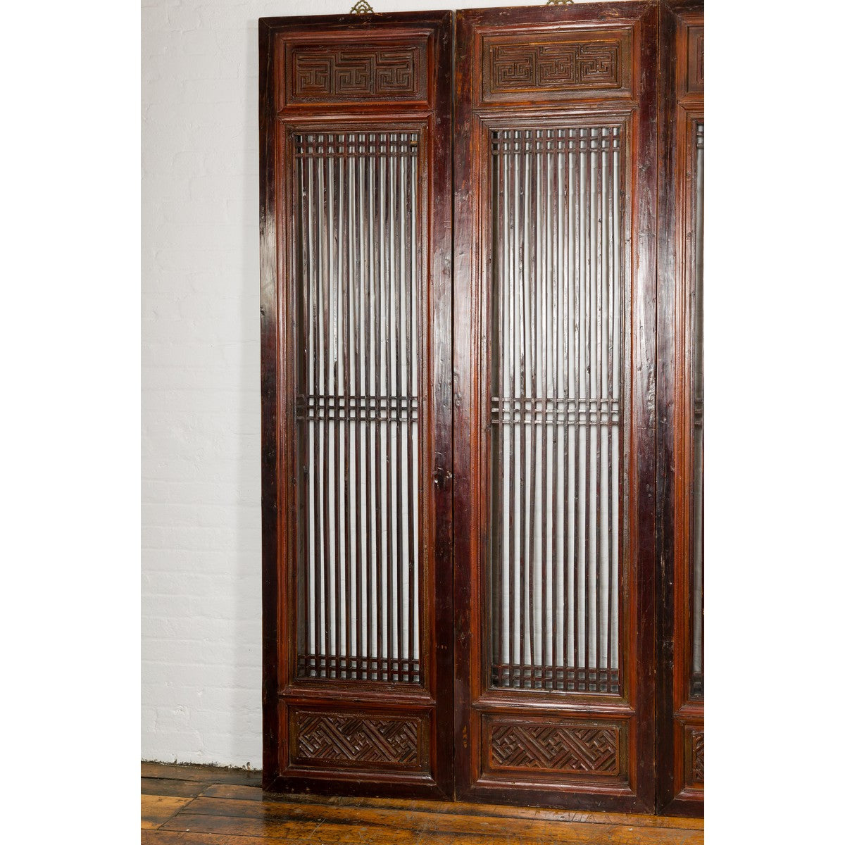 Qing Dynasty Six-Panel Lacquered Screen with Carved Meander Motifs-7. Asian &amp; Chinese Furniture, Art, Antiques, Vintage Home Décor for sale at FEA Home