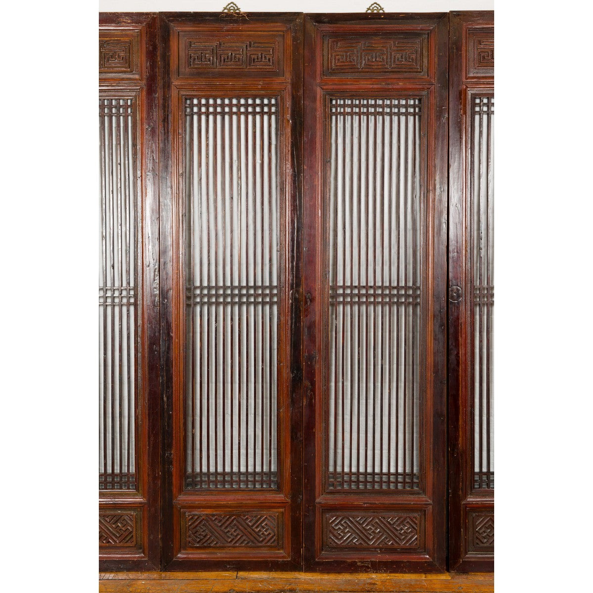 Qing Dynasty Six-Panel Lacquered Screen with Carved Meander Motifs-8. Asian &amp; Chinese Furniture, Art, Antiques, Vintage Home Décor for sale at FEA Home