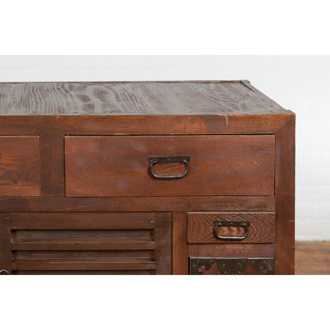 Antique Merchant's Chest with Unique Drawers & Shelf-YN5414-9. Asian & Chinese Furniture, Art, Antiques, Vintage Home Décor for sale at FEA Home