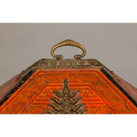 19th Century Malabar Jewelry Box Lacquered with Ornate Brass Accents from Kerala