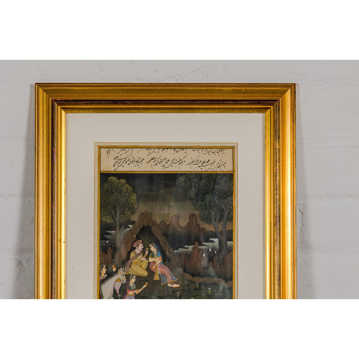 Mughal Style Watercolor on Paper Painting Depicting a King and His Harem, Framed-2. Asian & Chinese Furniture, Art, Antiques, Vintage Home Décor for sale at FEA Home