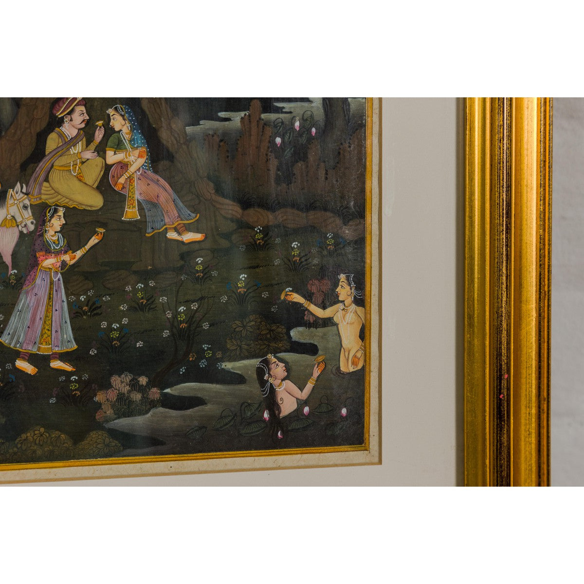 Mughal Style Watercolor on Paper Painting Depicting a King and His Harem, Framed-8. Asian &amp; Chinese Furniture, Art, Antiques, Vintage Home Décor for sale at FEA Home