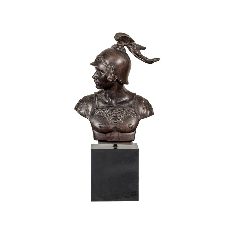 Bronze Greco Roman Style Bust of a Spartan Soldier on Black Wooden Base-YN7534 
RG1691-16. Asian & Chinese Furniture, Art, Antiques, Vintage Home Décor for sale at FEA Home