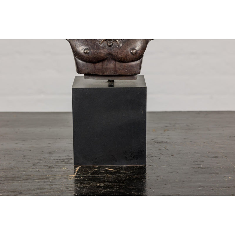 Bronze Greco Roman Style Bust of a Spartan Soldier on Black Wooden Base-YN7534 
RG1691-7. Asian & Chinese Furniture, Art, Antiques, Vintage Home Décor for sale at FEA Home