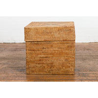 Rustic Vintage Country Style Thai Woven Rattan Lidded Storage Box
