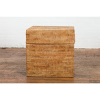 Rustic Vintage Country Style Thai Woven Rattan Lidded Storage Box