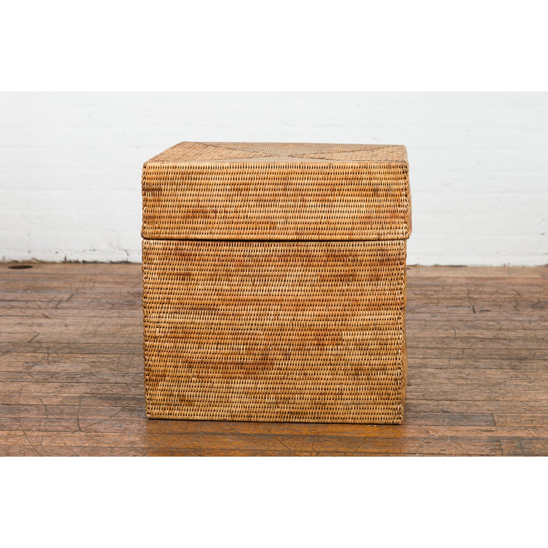 Rustic Vintage Country Style Thai Woven Rattan Lidded Storage Box-YN7563-12. Asian & Chinese Furniture, Art, Antiques, Vintage Home Décor for sale at FEA Home