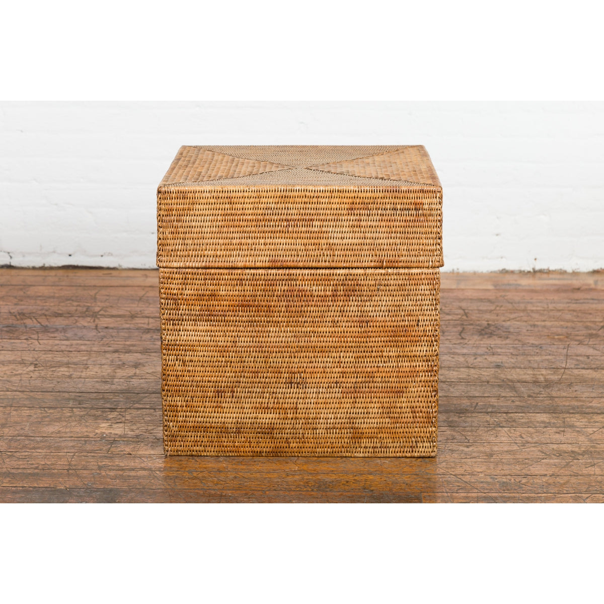 Rustic Vintage Country Style Thai Woven Rattan Lidded Storage Box-2. Asian & Chinese Furniture, Art, Antiques, Vintage Home Décor for sale at FEA Home