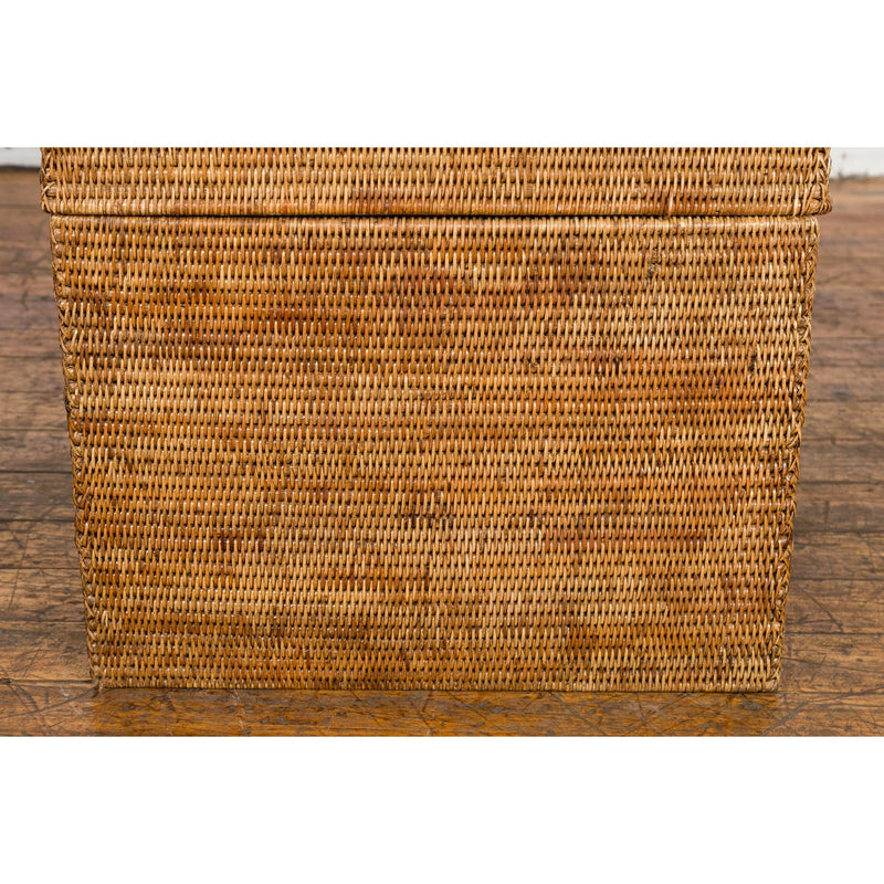 Rustic Vintage Country Style Thai Woven Rattan Lidded Storage Box-9. Asian & Chinese Furniture, Art, Antiques, Vintage Home Décor for sale at FEA Home
