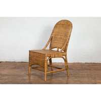 Vintage Country Style Thai Woven Rattan Chair with Arching Back and Long Skirt-YN7564-17. Asian & Chinese Furniture, Art, Antiques, Vintage Home Décor for sale at FEA Home