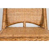 Vintage Country Style Thai Woven Rattan Chair with Arching Back and Long Skirt