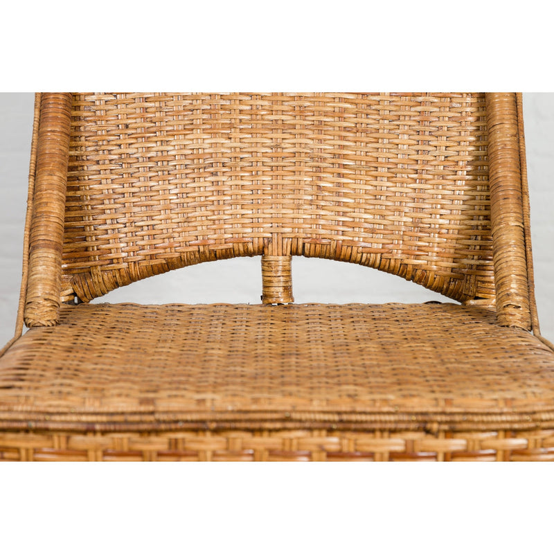 Vintage Country Style Thai Woven Rattan Chair with Arching Back and Long Skirt-YN7564-9. Asian & Chinese Furniture, Art, Antiques, Vintage Home Décor for sale at FEA Home