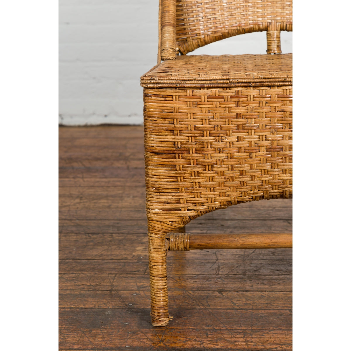 Vintage Rattan Chair with Slanted Back &amp; Long Front Skirt-7. Asian &amp; Chinese Furniture, Art, Antiques, Vintage Home Décor for sale at FEA Home