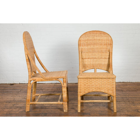 1950s Midcentury Country Style Woven Rattan Rustic Chairs, Pair-YN7566-10. Asian & Chinese Furniture, Art, Antiques, Vintage Home Décor for sale at FEA Home