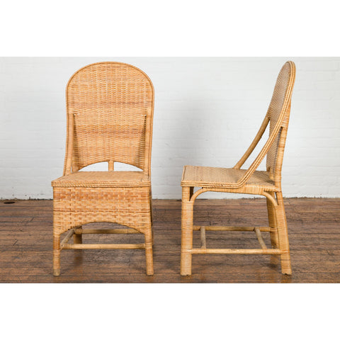 1950s Midcentury Country Style Woven Rattan Rustic Chairs, Pair-YN7566-13. Asian & Chinese Furniture, Art, Antiques, Vintage Home Décor for sale at FEA Home