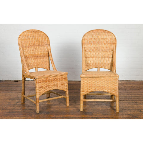 1950s Midcentury Country Style Woven Rattan Rustic Chairs, Pair-YN7566-2. Asian & Chinese Furniture, Art, Antiques, Vintage Home Décor for sale at FEA Home