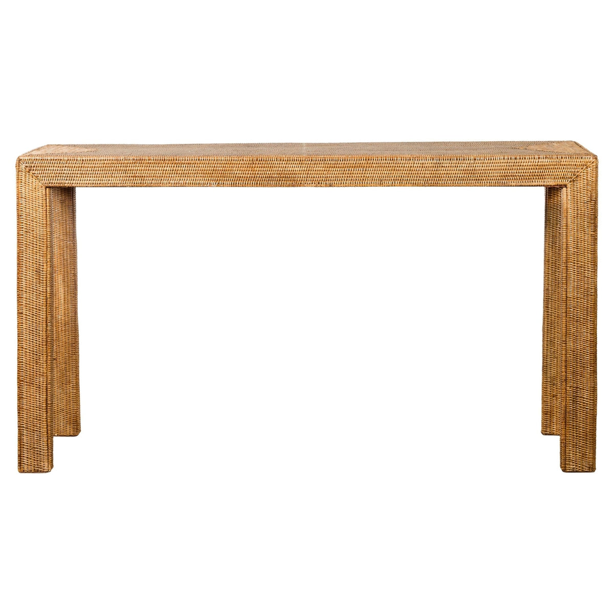 Rectangular Vintage Woven Rattan Console Table-1. Asian & Chinese Furniture, Art, Antiques, Vintage Home Décor for sale at FEA Home